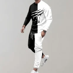 Sets Heren*Frode - Kleurblok zomers trainingspak voor mannen Zwart en wit