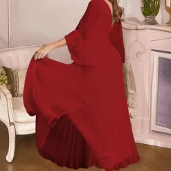 Jurken & Jumpsuits Dames*Furman - Elegante en geplooide maxi-jurk voor dames - Zomerse Stijl