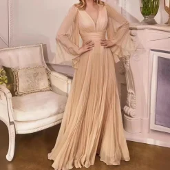 Jurken & Jumpsuits Dames*Furman - Elegante en geplooide maxi-jurk voor dames - Zomerse Stijl