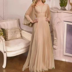 Jurken & Jumpsuits Dames*Furman - Elegante en geplooide maxi-jurk voor dames - Zomerse Stijl