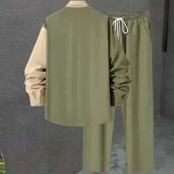 Sets Heren*Gabor - Heren 2-delig set met kleurblokdesign voor de zomer Legergroen