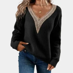 Topjes & Shirts Dames*Gebreide damestop met lange mouwen - Zomerse Stijl