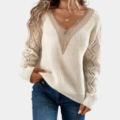 Topjes & Shirts Dames*Gebreide damestop met lange mouwen - Zomerse Stijl