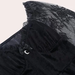 Jurken & Jumpsuits Dames*Genoveva - Fluwelen Elegantie met Kanten Mouwen Zomerjurk