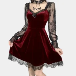 Jurken & Jumpsuits Dames*Genoveva - Fluwelen Elegantie met Kanten Mouwen Zomerjurk