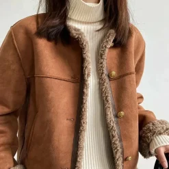 Leren Jassen Dames|Jassen Dames*GEORGIA - Stijlvolle jas voor vrouwen Bruin sepia