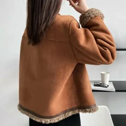 Leren Jassen Dames|Jassen Dames*GEORGIA - Stijlvolle jas voor vrouwen Bruin sepia