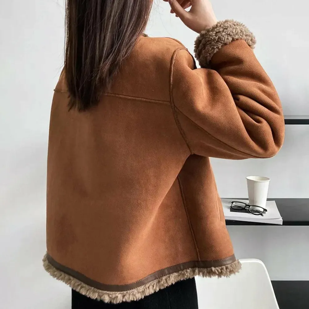 Leren Jassen Dames|Jassen Dames*GEORGIA - Stijlvolle jas voor vrouwen Bruin sepia