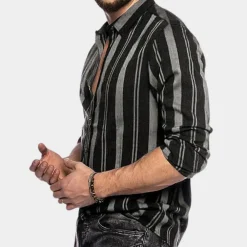 Shirts Heren*Gestreept herenoverhemd met lange mouwen voor de zomer