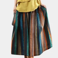 Broeken & Rokken Dames*Gete retro zomerrok voor dames Streep