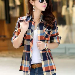 Blazers & Blouses Dames*Ginevra - Trendy Zomerse Geruite Blouse voor Dames