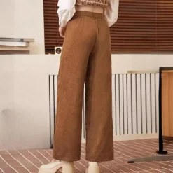 Broeken & Rokken Dames*Graciella - Elegante damesbroek met hoge taille voor de zomer Bruin