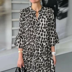 Jurken & Jumpsuits Dames*GRUSHA - Elegante zomerjurk voor dames Luipaardprint