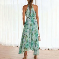 Jurken & Jumpsuits Dames*GUNILLA - Zomerse gebloemde maxi jurk Groen