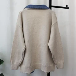 Truien & Vesten Dames*Hadria - Stijlvol gebreid damesvest met denimaccenten voor de zomer