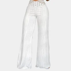 Broeken & Rokken Dames*Halina - Stijlvolle Zomerse Damesbroek met Hoge Taille Wit