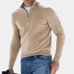 Truien & Vesten Heren*Harvey - Eenvoudige herensweater met halve rits voor de zomer