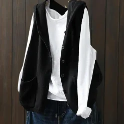 Truien & Vesten Dames*HEATHER - Luchtig Gebreid Dames Vest met Capuchon voor Zomer