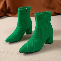 Damesschoenen*HELENA - Zomerse dameslaarzen met dikke hak in effen kleur