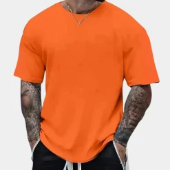 Shirts Heren*Heren t-shirt met casual ronde hals - Zomerse Stijl Oranje