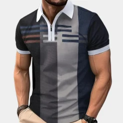 Shirts Heren*Herenpolo met rits - Zomerse Stijl Zwart
