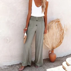 Broeken & Rokken Dames*HILLA - Hoge taille losse zomerbroek