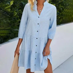 Jurken & Jumpsuits Dames*HILMA - Luchtige midi zomerjurk voor dames Blauw