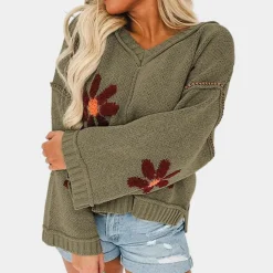 Truien & Vesten Dames*Honoria - Dames Elegante Bloemen Zomertrui Groen