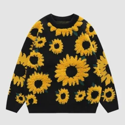 Truien & Vesten Dames*ILARIA - Luchtige gebreide trui met zonnebloempatroon voor de zomer