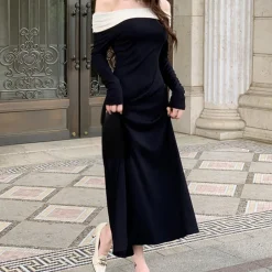 Jurken & Jumpsuits Dames*Ilinca - Glamoureuze Off-Shoulder Zomerjurk voor Vrouw Zwart