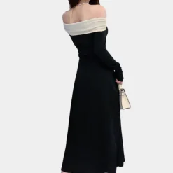 Jurken & Jumpsuits Dames*Ilinca - Glamoureuze Off-Shoulder Zomerjurk voor Vrouw Zwart