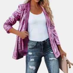 Blazers & Blouses Dames*Ines - Chique glitterblazer voor dames, perfect voor de zomer