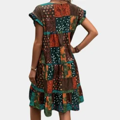 Jurken & Jumpsuits Dames*Inta - Stijlvolle zomerjurk met ruches voor vrouwen Wijnrood