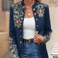 Blazers & Blouses Dames*Iona - Vrouwelijke blazer met bloemenprint voor de zomer Blauw