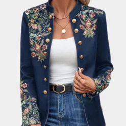 Blazers & Blouses Dames*Iona - Vrouwelijke blazer met bloemenprint voor de zomer Blauw
