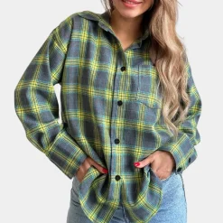 Topjes & Shirts Dames*Iryna - Modieus geruit dameshemd met lange mouwen voor de zomer