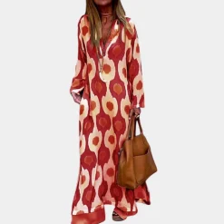 Jurken & Jumpsuits Dames*Isla - Zomerse maxi-jurk voor dames met lange mouwen