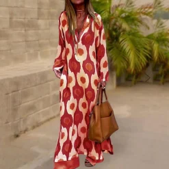 Jurken & Jumpsuits Dames*Isla - Zomerse maxi-jurk voor dames met lange mouwen