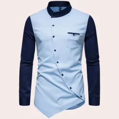 Shirts Heren*Istvan - Trendy Lange Mouwen Asymmetrisch Zomershirt