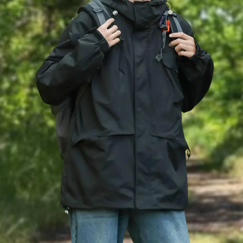 Jassen Heren*IZAN - Stijlvolle en waterdichte jas met zakken Zwart