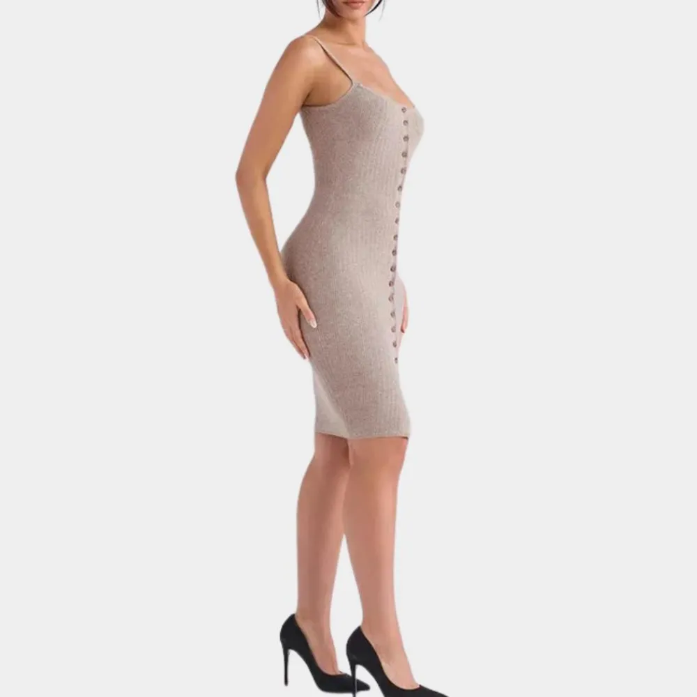 Jurken & Jumpsuits Dames*Jade - Luchtige gebreide damesjurk met knopen voor de zomer