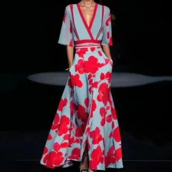 Jurken & Jumpsuits Dames*JANICE - Moderne Zomer Bloemenjurk voor Dames Rood