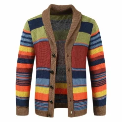 Truien & Vesten Heren*JASEN - Luchtige gebreide vintage trui en vest voor heren, perfect voor lente en zomer Oranje