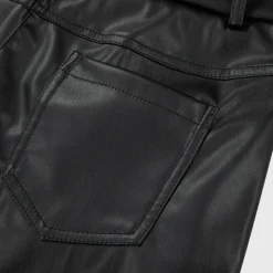 Broeken & Rokken Dames*Jaska - Recht gesneden leren zomerbroek Zwart