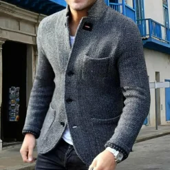 Truien & Vesten Heren|Jassen Heren*JAXON - Luchtig gebreid vest met knopen voor heren, perfect voor de zomer