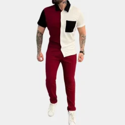 Sets Heren*Jeter - Trendy color block heren tweedelige set voor de zomer