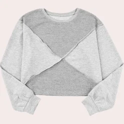 Topjes & Shirts Dames*Joanie - Dames zomertop met artistiek patchwork ontwerp Grijs