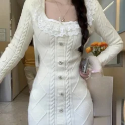 Jurken & Jumpsuits Dames*JOANNA - Comfortabele Zomerse Gebreide Jurk voor Dames Wit