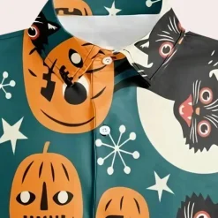 Shirts Heren*Joaquin - Zomerse shirt met Halloween Cartoon print voor heren Rookblauw