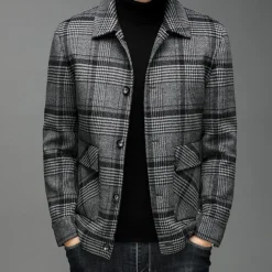 Jassen Heren*JOSHUA - Luxe Geruite Zomerjas voor Heren Zwart